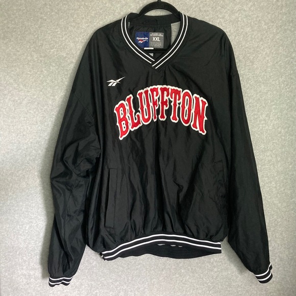 Vintage Reebok Bluffton Pullover Windbreaker Jacket Men XXL Black Ohio 90's Y2K - Picture 1 of 9